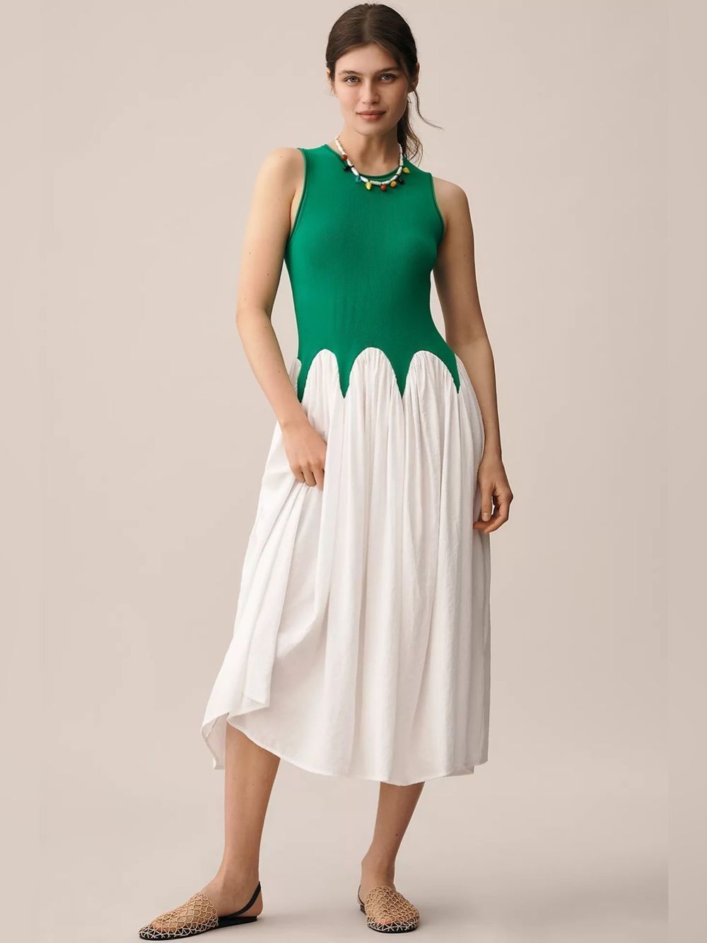 NewāAnthropologie Siempre Michelle color-blocked sleeveless midi dress Size Xs